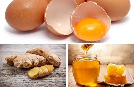 Sử dụng gừng, mật ong và trứng gà cùng lúc 